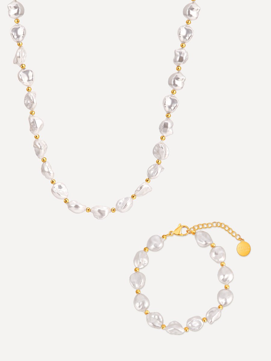 Elira Pearl Set – Perlenkette & Armband
